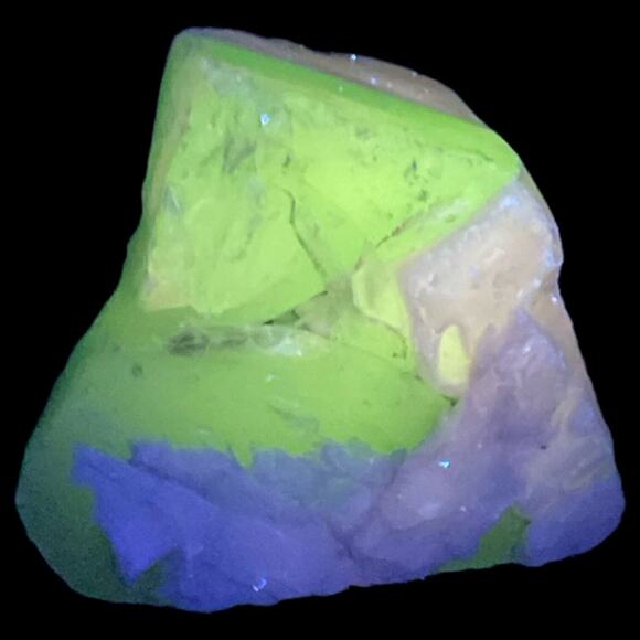 Green Milk Glass Layered Art Glass Cullet Glowing Manganese Slag Glass #5GX22 - Picture 1 of 7